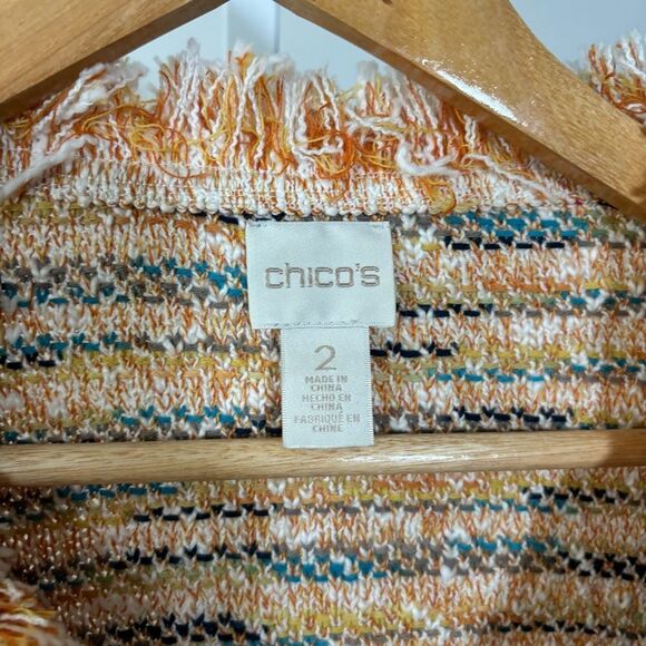 CHICOS 2 (large) Stylish Tweed Women's Multicolor Sweater Cardigan Jacket - Picture 4 of 12